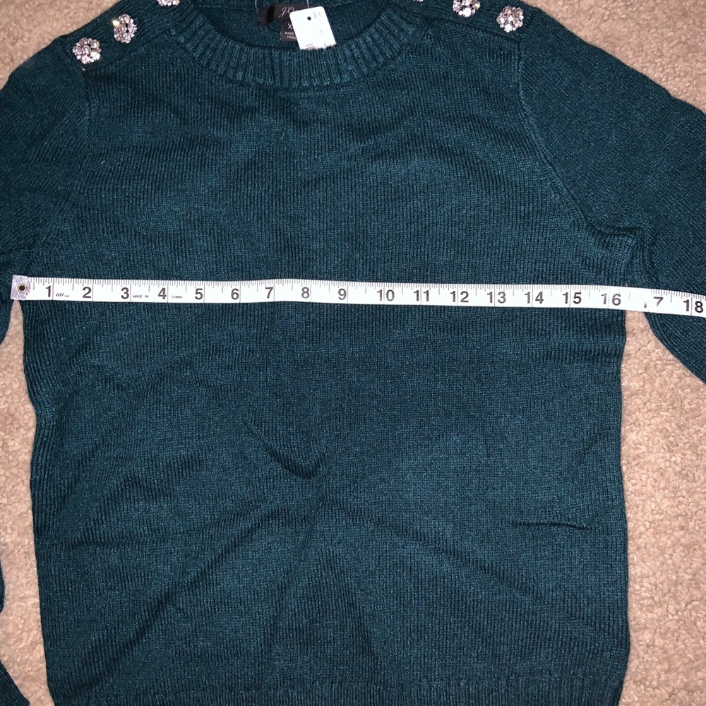 NWT JCREW JEWLED BUTTON PUFF SLEEVE Sweater XS - Picture 7 of 10